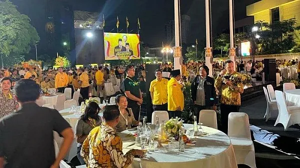 Suasana Acara Puncak Peringatan HUT Golkar di Kantor DPP Partai Golkar, Jakarta, Senin (6/11/2023)